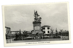 Foto storica del Monumento ai caduti di San Carlo a Ferrara