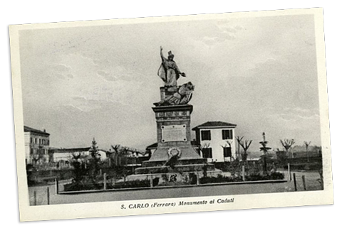 Foto storica del Monumento ai caduti di San Carlo a Ferrara